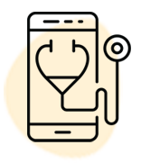 Icon of a cell phone displaying a stethoscope